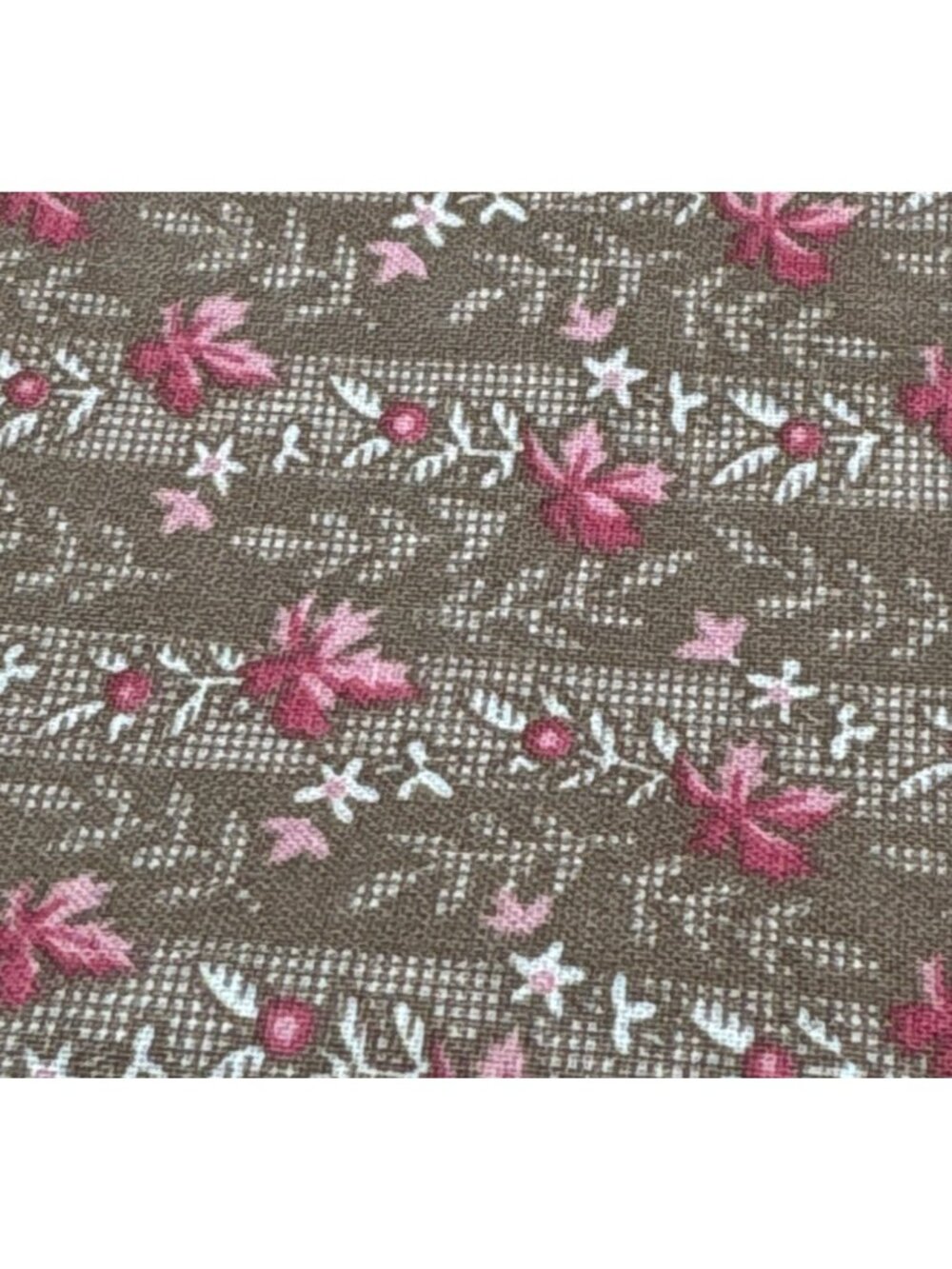 Floral Cotton Fabric Brown Pink Flowers 17" x 45" Sewing Quilting Material